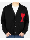 Big Heart Cotton Wool Oversize Cardigan Black - AMI - BALAAN 2