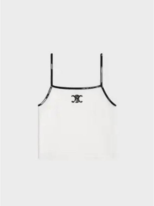 Women s Embroidered Triomphe Tank Top Off White 2X53F671Q - CELINE - BALAAN 1