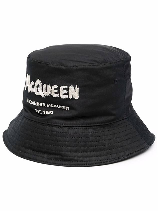 Graffiti Logo Bucket Hat Black - ALEXANDER MCQUEEN - BALAAN.