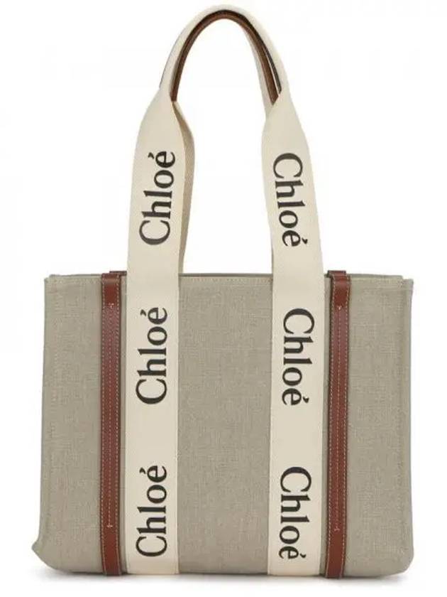 Woody Canvas Medium Tote Bag Brown Beige - CHLOE - BALAAN 2