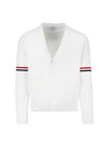 Milano Stitch Sprite Armband Cotton V-neck Cardigan White - THOM BROWNE - BALAAN 2