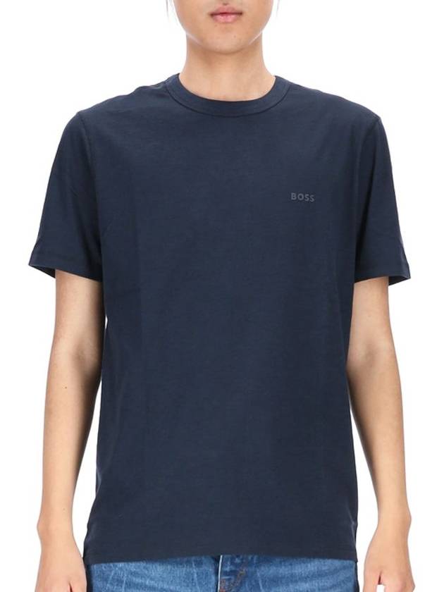 Logo Cotton Short Sleeve T-Shirt Blue - HUGO BOSS - BALAAN 1