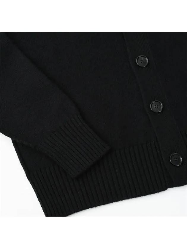 Heart Logo V Neck Wool Cardigan Black - AMI - BALAAN 5