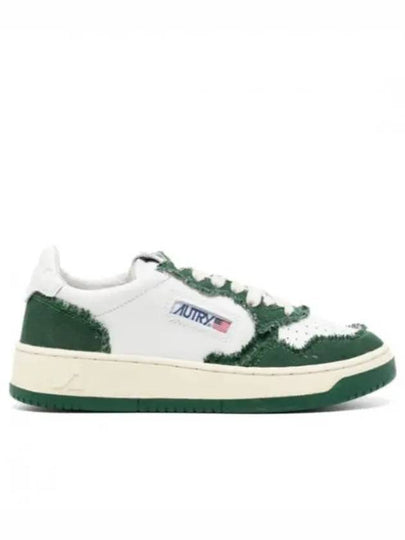 Medalist Bicolor Canvas Leather Low Top Sneakers White Green - AUTRY - BALAAN 2