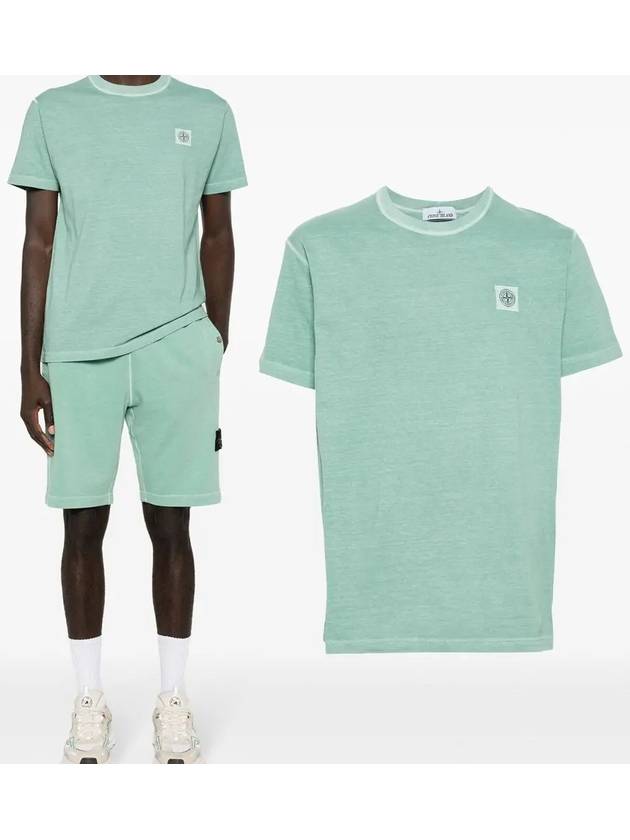 Organic Cotton Short Sleeve T-Shirt Light Green - STONE ISLAND - BALAAN 2