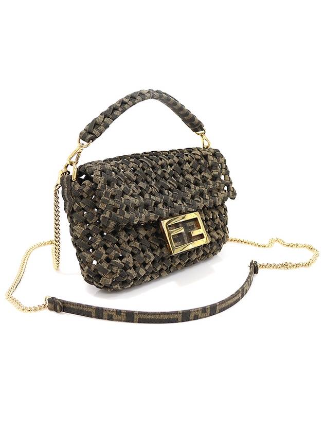 8BS017 Brown jacquard woven interlace gold FF logo baguette mini 2WAY - FENDI - BALAAN 2