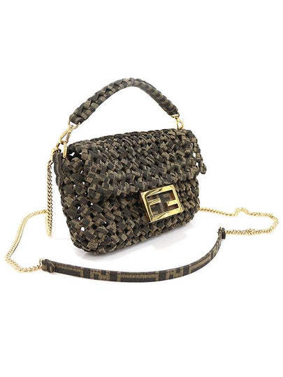 8BS017 Brown jacquard woven interlace gold FF logo baguette mini 2WAY - FENDI - BALAAN 2