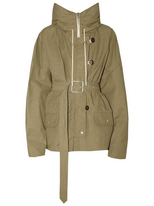 Wax Belted Hooded Jacket Khaki - ACNE STUDIOS - BALAAN 1