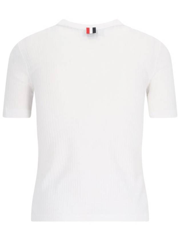 Women's High Twist Rip Stripe Short Sleeve T Shirt White - THOM BROWNE - BALAAN 3