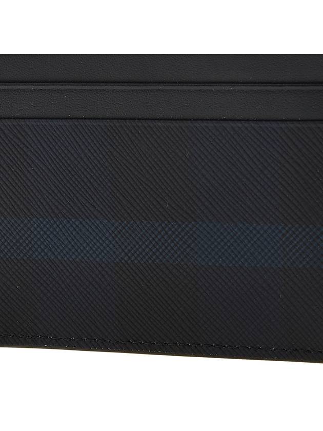 Check Leather Card Wallet Navy - BURBERRY - BALAAN 7