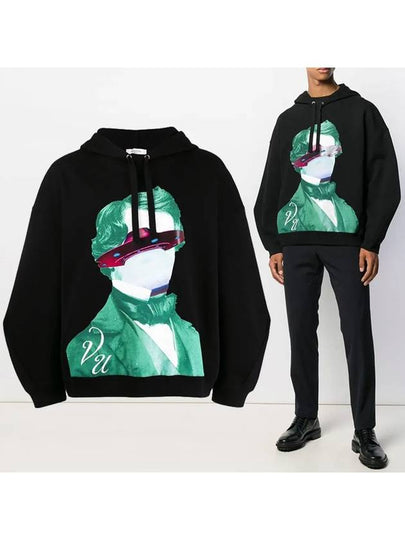 V Print Hoodie Black - VALENTINO - BALAAN 2