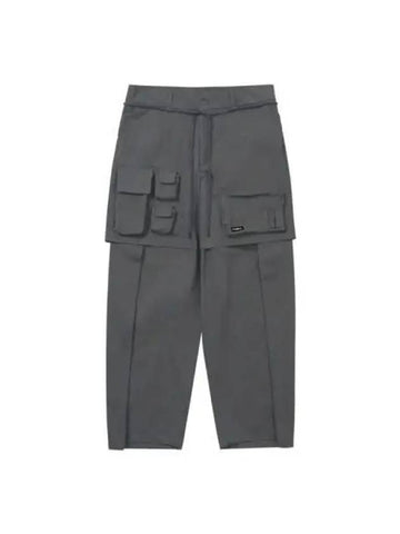 Pocket Layered Oversized Cotton Pants Gray - AJOBYAJO - BALAAN 1