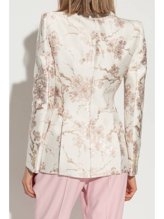 Alexander McQueen Floral Pattern Blazer, Women's, Cream - ALEXANDER MCQUEEN - BALAAN 4