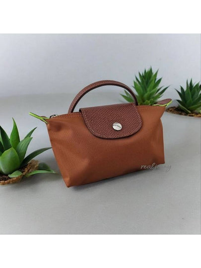 Le Pliage Green Handle Pouch Bag Brown Cognac - LONGCHAMP - BALAAN 2