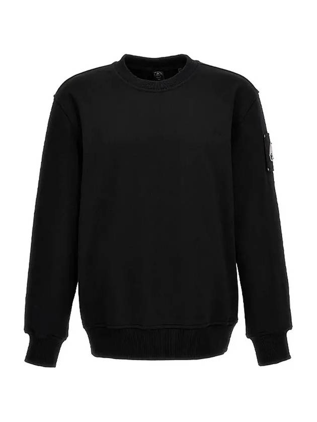 Logo Plaque Crew Neck Sweatshirt Black - MOOSE KNUCKLES - BALAAN 3