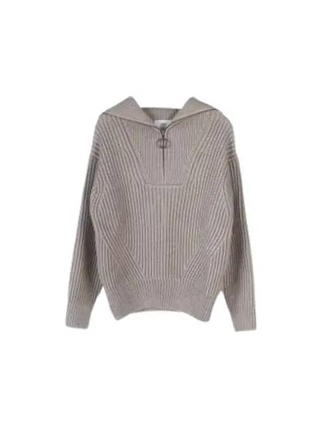 Half Zip-Up Knit Top Beige - AMI - BALAAN 2