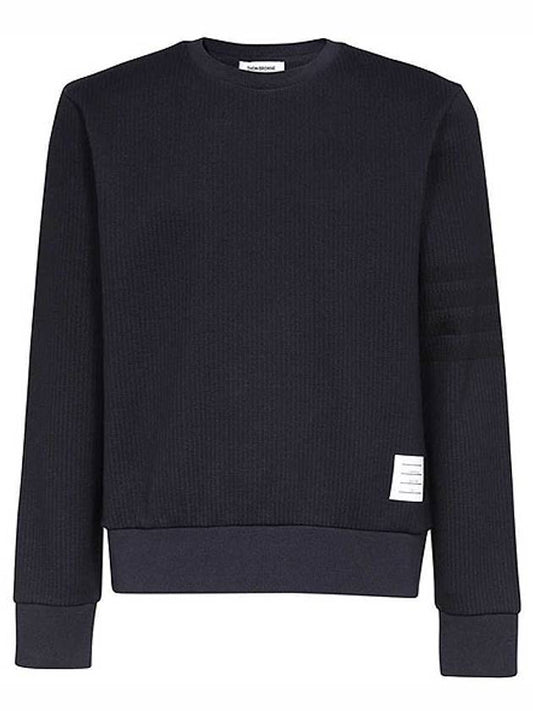 Seersucker Loopback 4 Bar Crew Neck Sweatshirt Navy - THOM BROWNE - BALAAN 2