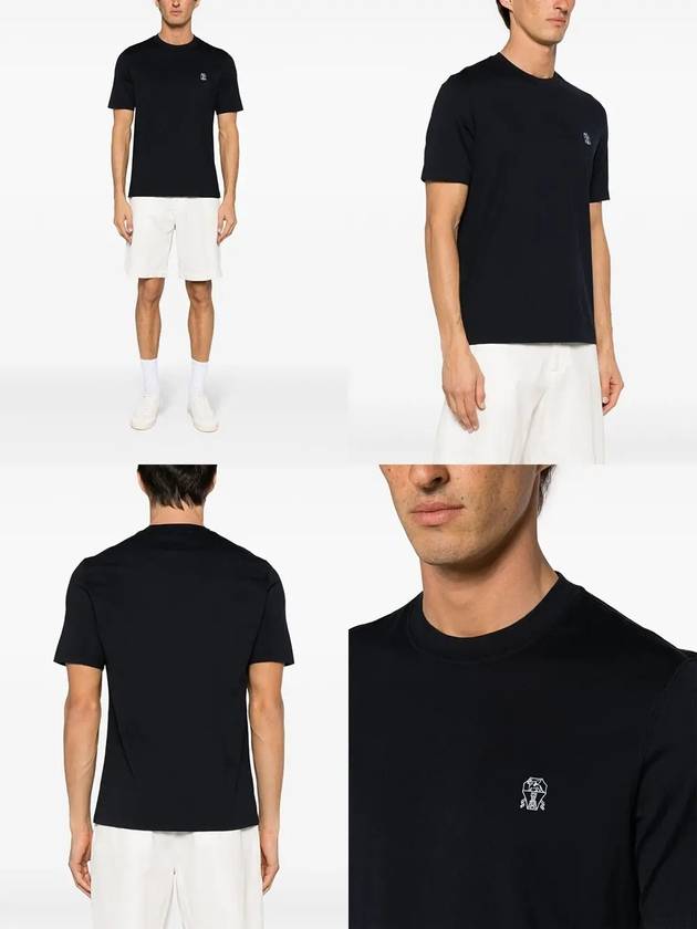 Logo Short Sleeve T-shirt Navy - BRUNELLO CUCINELLI - BALAAN 4