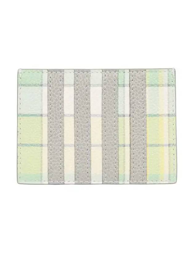 Check 4 Bar Leather Card Wallet Light Green - THOM BROWNE - BALAAN 4