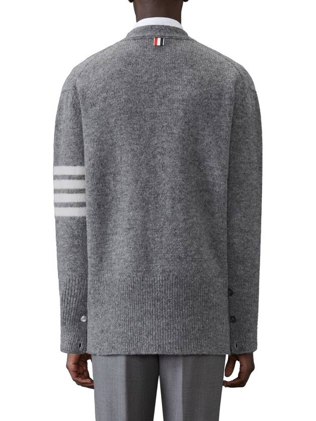 Irish Wool 4-Bar V Neck Cardigan Grey - THOM BROWNE - BALAAN 3