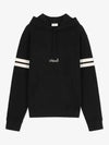 Embroidered Logo Hoodie Black - SAINT LAURENT - BALAAN 2