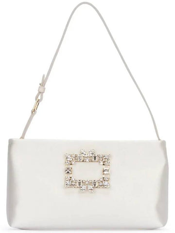 Night Lily Broche Vivier Buckle Satin Mini Shoulder Bag White - ROGER VIVIER - BALAAN 1