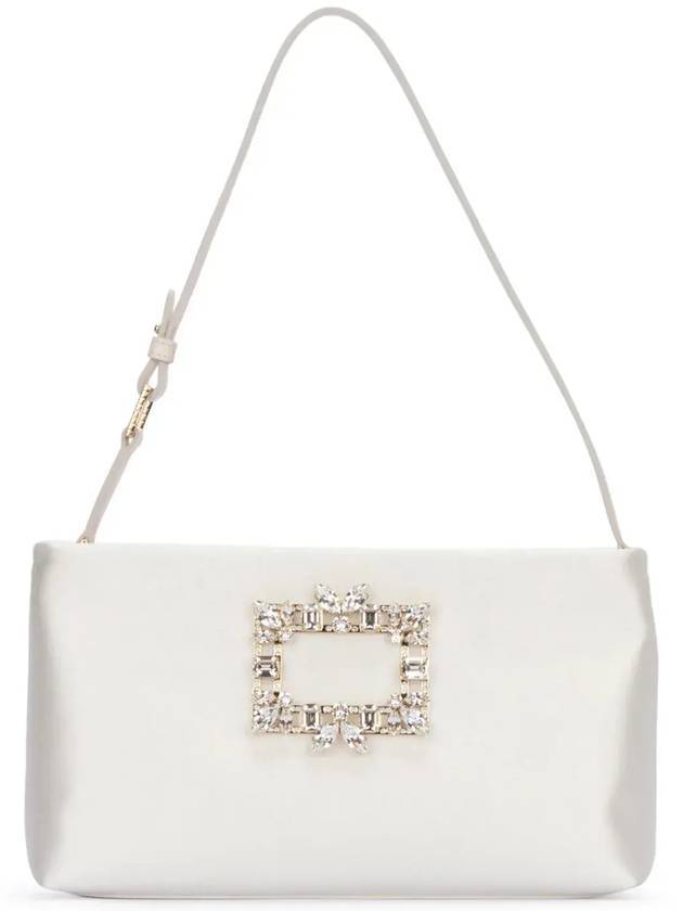 Night Lily Broche Vivier Buckle Satin Mini Shoulder Bag White - ROGER VIVIER - BALAAN 1