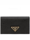 Saffiano Leather Triangle Logo Card Wallet Black - PRADA - BALAAN 2
