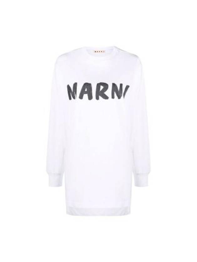 Logo Print Organic Jersey Long Sleeve T-Shirt White - MARNI - BALAAN 2