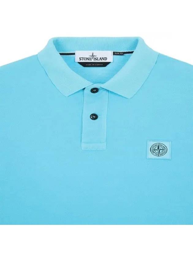 Logo Patch Washing Polo Shirt Aqua Blue - STONE ISLAND - BALAAN 3