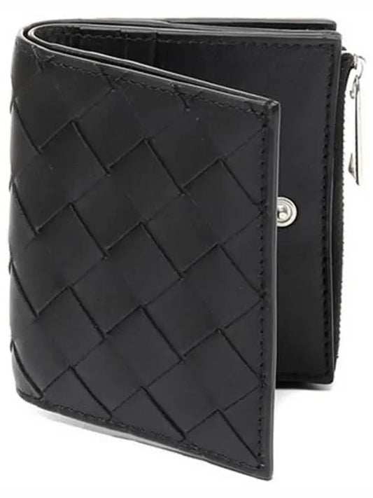 Intrecciato Bifold Calfskin Half Wallet Black - BOTTEGA VENETA - BALAAN 2