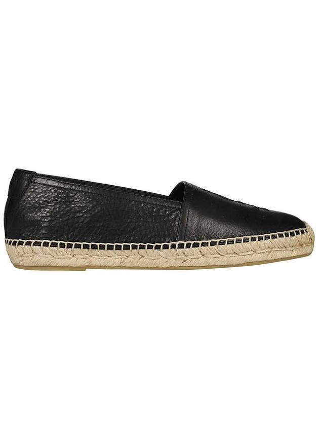 Monogram Leather Espadrilles Black - SAINT LAURENT - BALAAN 1