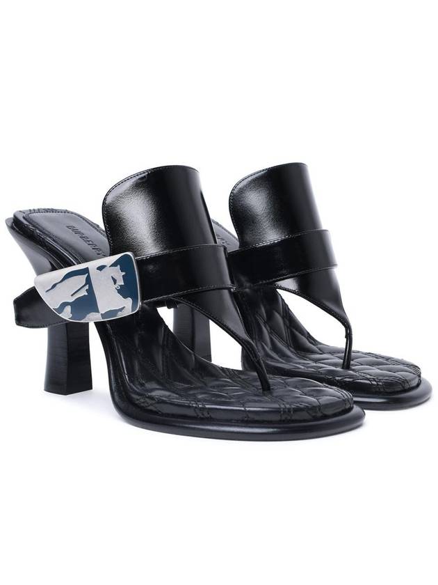 Bay Leather Sandal Heels Black - BURBERRY - BALAAN 3