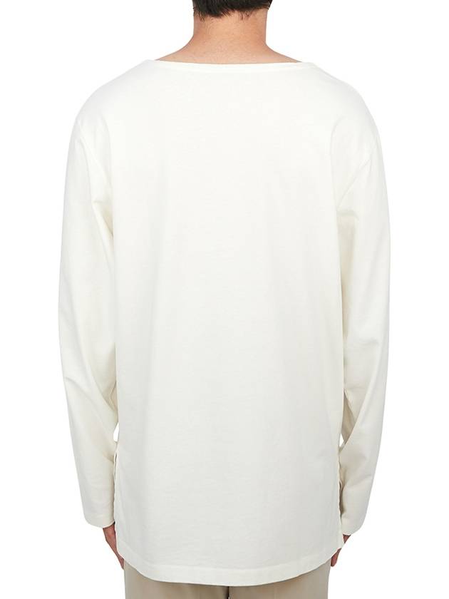 Wide Neck Cotton Long Sleeve T-Shirt Ivory - LEMAIRE - BALAAN 4