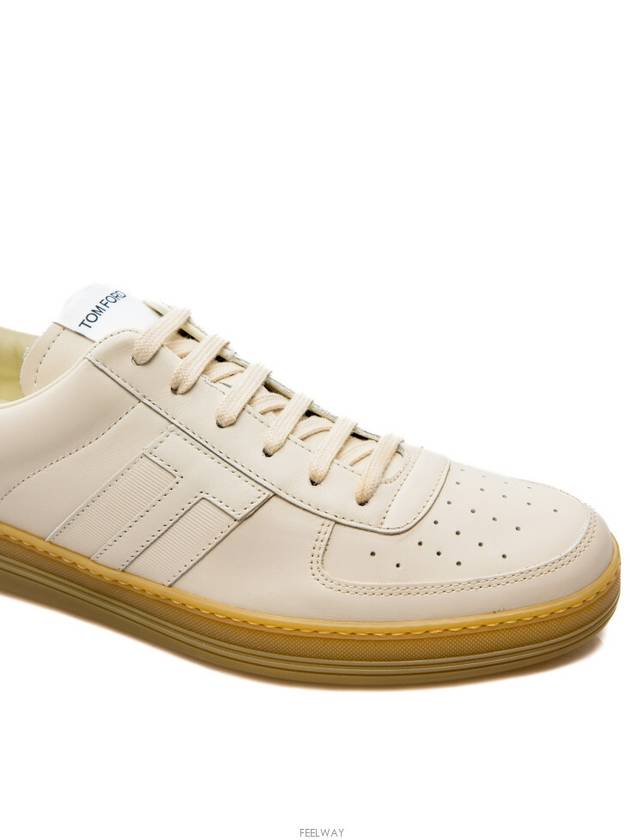 Logo Leather Low-Top Sneakers White - TOM FORD - BALAAN 3