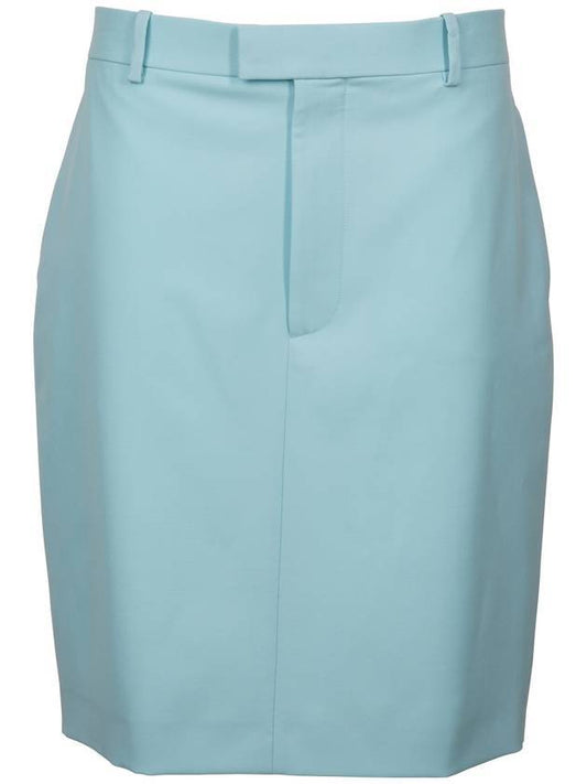 Light Wool Twill A-Line Skirt Blue - BOTTEGA VENETA - BALAAN 1