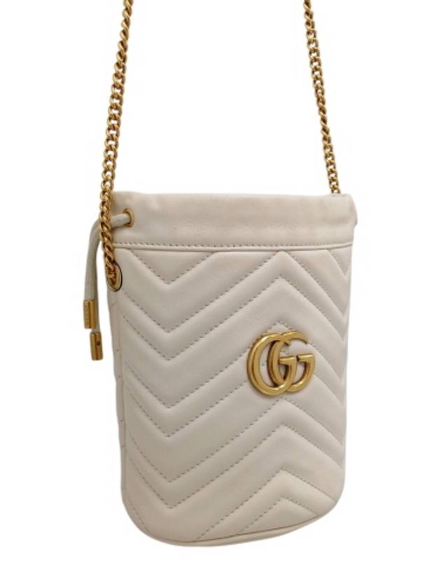 575163 White leather GG Marmont mini bucket cross bag - GUCCI - BALAAN 2