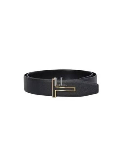 T Logo Buckle Calf Leather Belt Black - TOM FORD - BALAAN 2