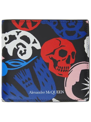 Graffiti Logo 8CC Half Wallet Black - ALEXANDER MCQUEEN - BALAAN 1