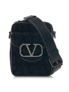 V Logo Toile Iconographe Cross Bag Black - VALENTINO - BALAAN 2