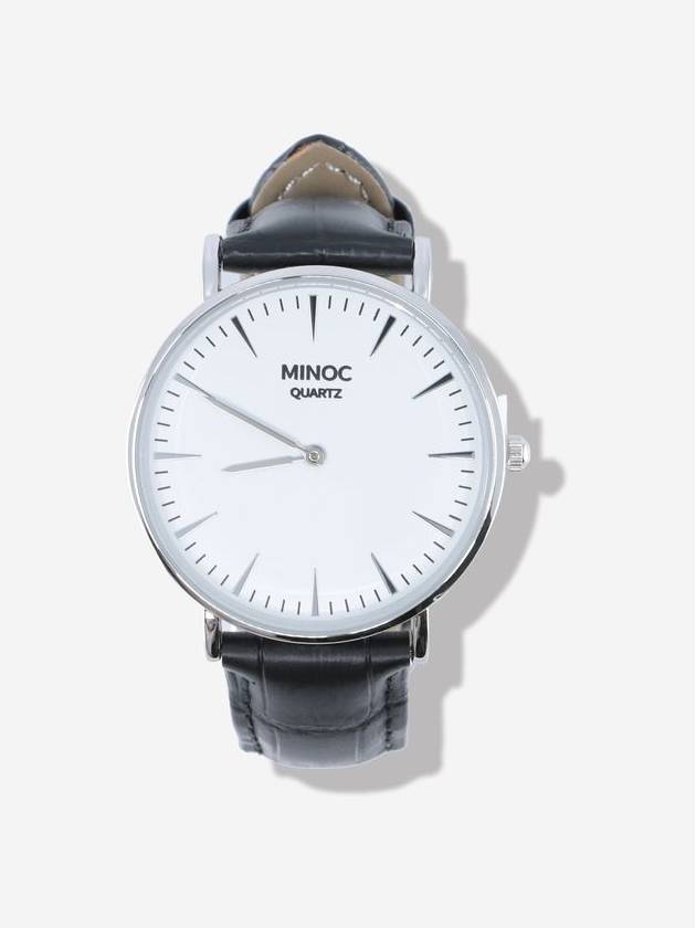 Quartz 003 Classic Leather Watch Black Silver - MINOC - BALAAN 2