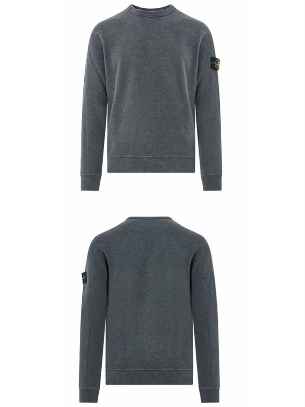 Brushed Cotton Fleece Garment Dyed Crewneck Sweatshirt Dark Grey Melange - STONE ISLAND - BALAAN 5