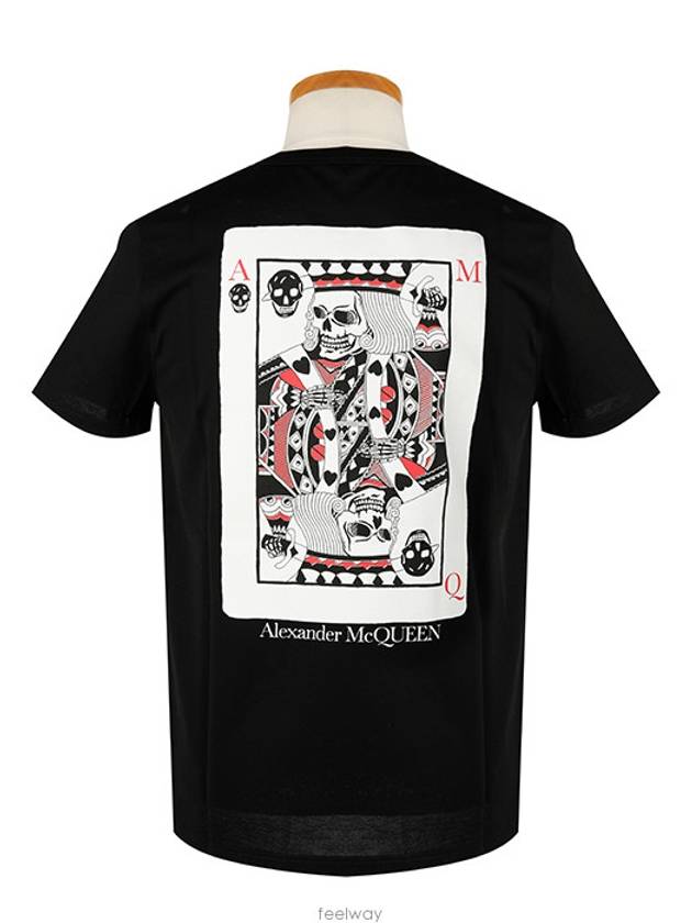 Skull Poker Graphic Print Short Sleeve T-Shirt Black - ALEXANDER MCQUEEN - BALAAN 2