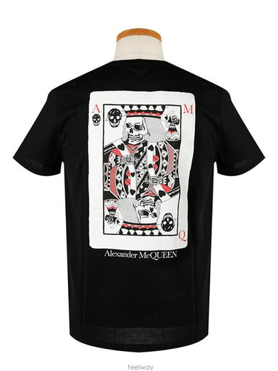 Skull Poker Graphic Print Short Sleeve T-Shirt Black - ALEXANDER MCQUEEN - BALAAN 2