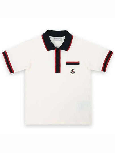 Kids Logo Patch PK Short Sleeve White Navy 8A00003 8496W 034 12 14A Adults can wear - MONCLER - BALAAN 2