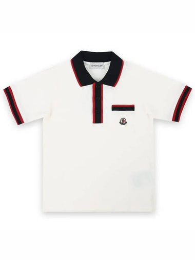 Kids Logo Patch PK Short Sleeve White Navy 8A00003 8496W 034 12 14A Adults can wear - MONCLER - BALAAN 1