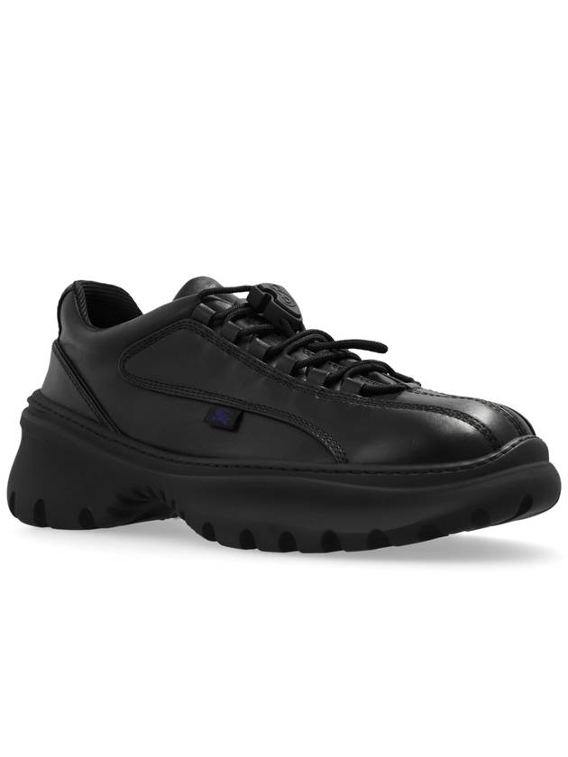 Scoot Leather Low Top Sneakers Black - BURBERRY - BALAAN 5