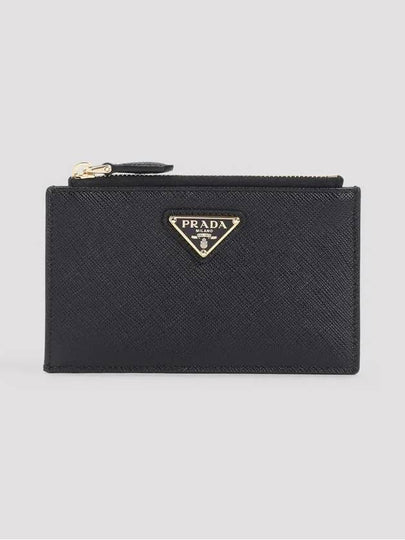 Saffiano Leather Card Wallet Black Silver - PRADA - BALAAN 2