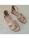 Santorini Calfskin Sandals Beige Nude - HERMES - BALAAN.