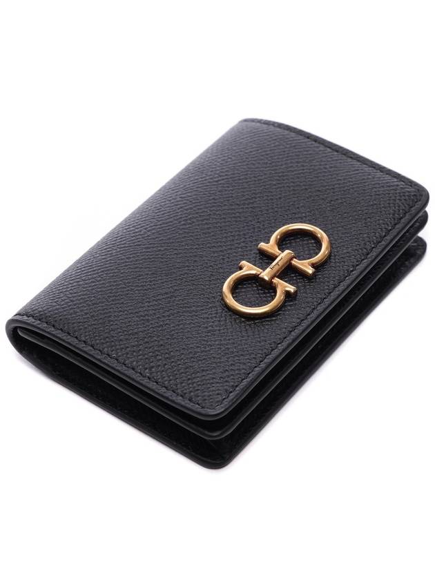 Gancini Leather Card Wallet Black - SALVATORE FERRAGAMO - BALAAN 6